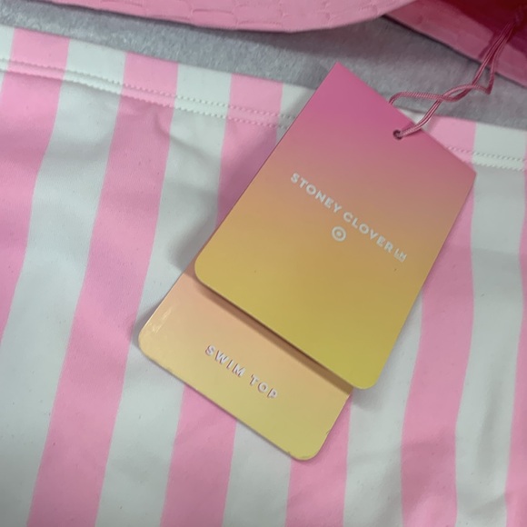 Stoney clover lane 1X pink stripe cabana bikini new wtag - Picture 2 of 5